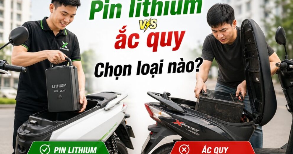 so sánh pin lithium và ắc quy xe máy điện thực tế