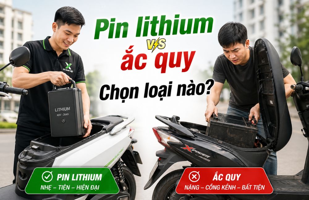 so sánh pin lithium và ắc quy xe máy điện thực tế