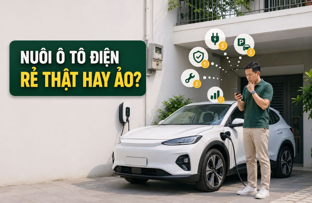 Chi phí nuôi ô tô điện mỗi tháng với người dùng Việt đang kiểm tra tiền sạc, phí gửi xe và bảo dưỡng
