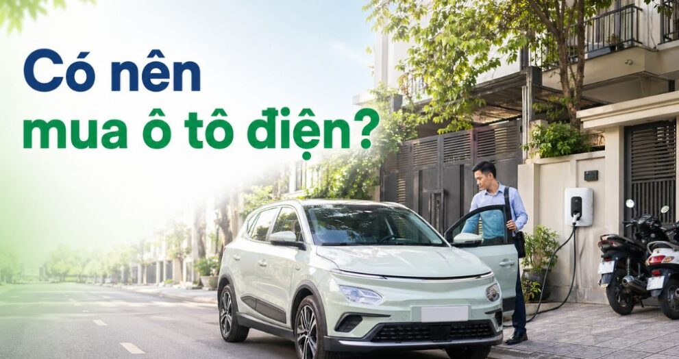 Người Việt đứng cạnh ô tô điện và cân nhắc có nên mua ô tô điện không ở Việt Nam