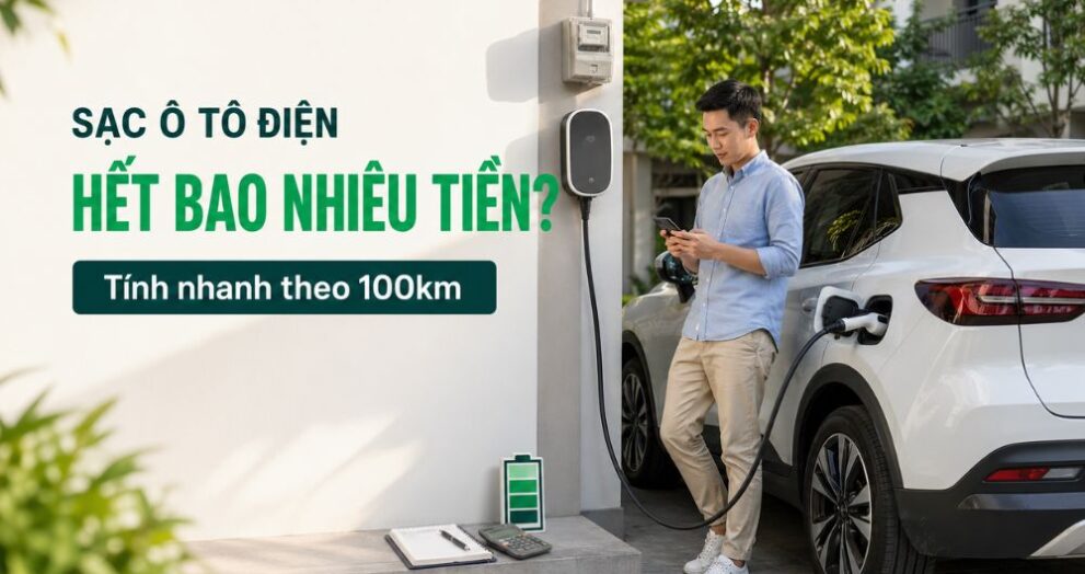 Sạc ô tô điện hết bao nhiêu tiền và cách tính chi phí đi 100km