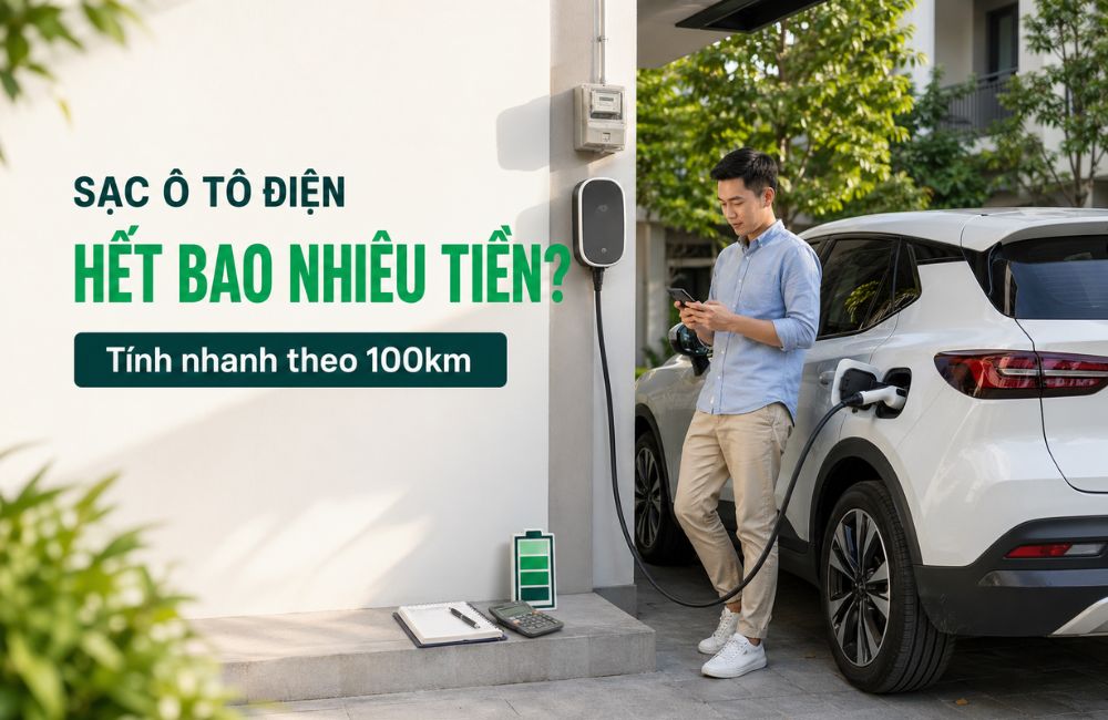 Sạc ô tô điện hết bao nhiêu tiền và cách tính chi phí đi 100km